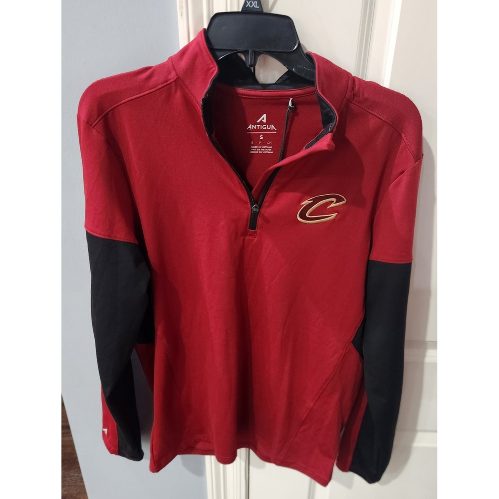 Antigua Cleveland Cavaliers NBA Quarter Zip Pullover Red Black Mens Small
